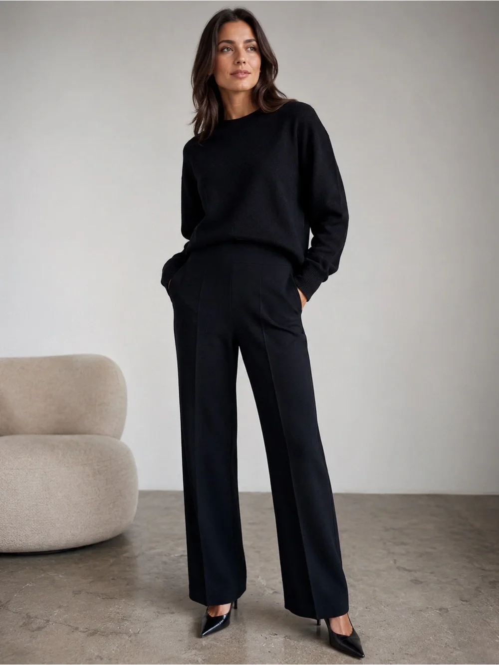 66- bq100 j crew sz m Wide-leg trouser in four-season stretch